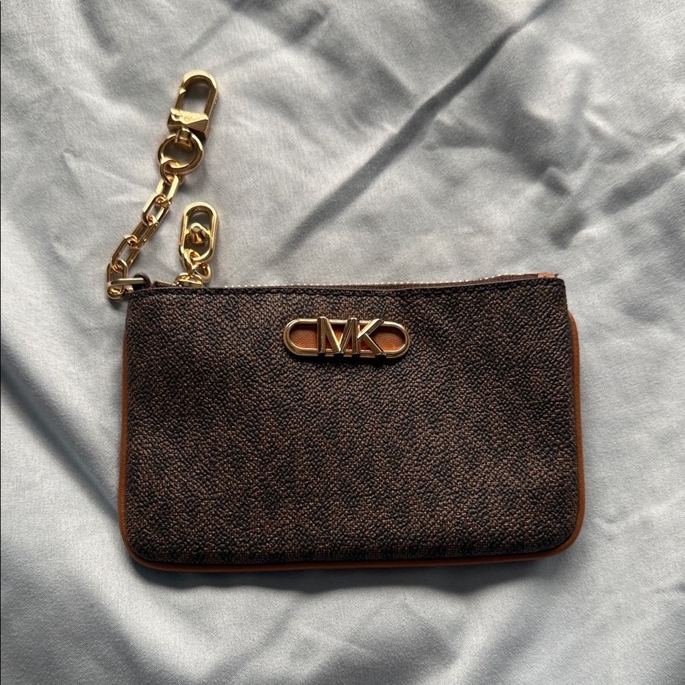 Michael Kors Dark Brown Pouch with Gold Hardware